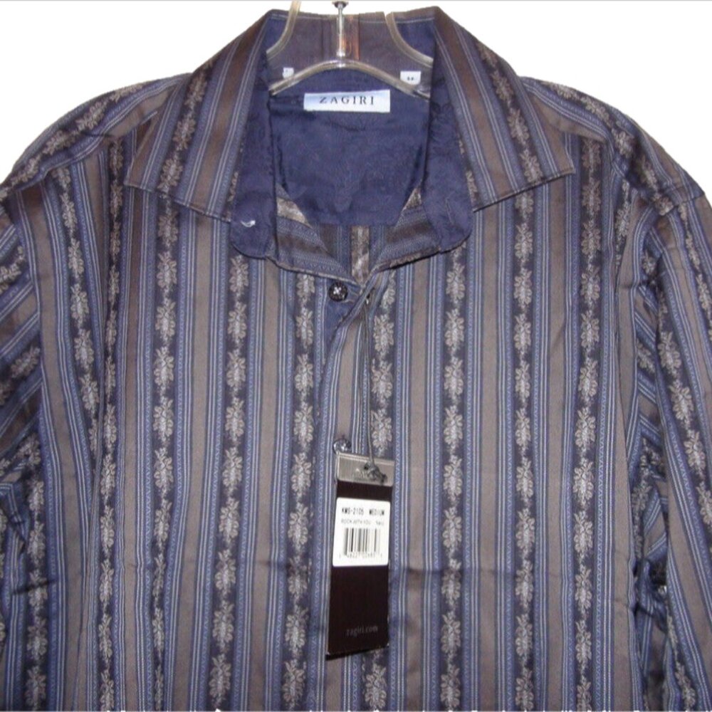 Zagiri Rock With You Striped Button Down Sports Shirt